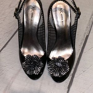 Black and white anne Klein Peep toe heels